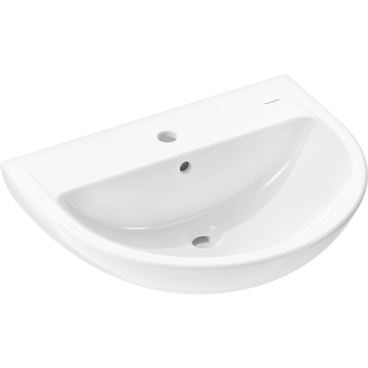 HG GladeLake S Umywalka wisząca 600/490 z otworem na baterię, z przelewem, Biały