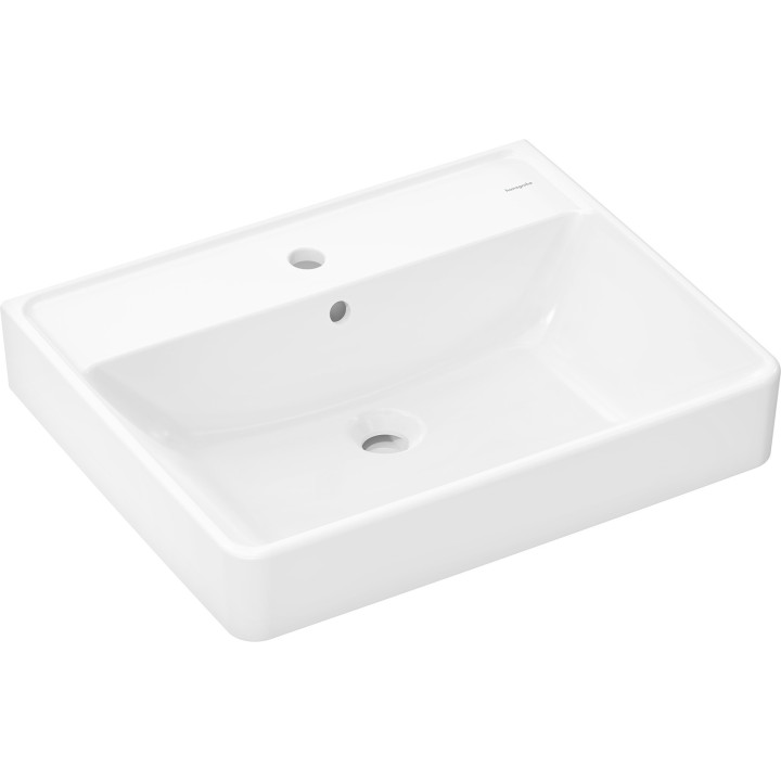 HG Xanuia Q Umywalka wisząca 600/480 z otworem na baterię, z przelewem, Biały