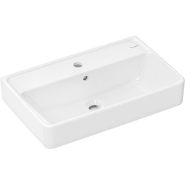 HG Xanuia Q Umywalka wisząca Compact 600/370 z otworem na baterię, z przelewem, Biały