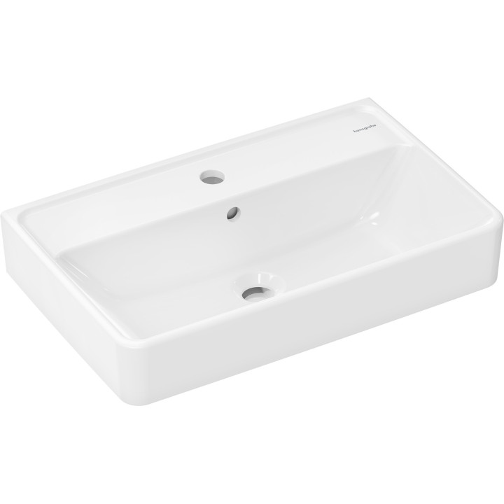 HG Xanuia Q Umywalka wisząca Compact 600/370 z otworem na baterię, z przelewem, Biały
