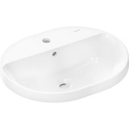 HG Xuniva U Umywalka wpuszczana w blat 550/450 z otworem na baterię, z przelewem, SmartClean, Biały