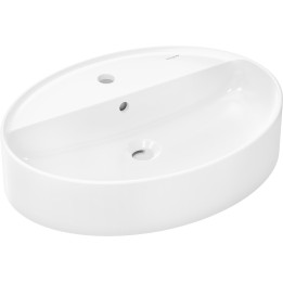 HG Xuniva D Umywalka nablatowa 600/450 z otworem na baterię, z przelewem, SmartClean, Biały
