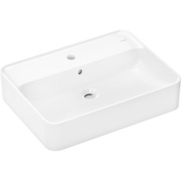 HG Xuniva Q Umywalka nablatowa 600/450 z otworem na baterię, z przelewem, SmartClean, Biały