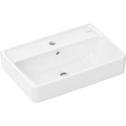 HG Xanuia Q Umywalka wisząca Compact 550/370 z otworem na baterię, z przelewem, SmartClean, Biały