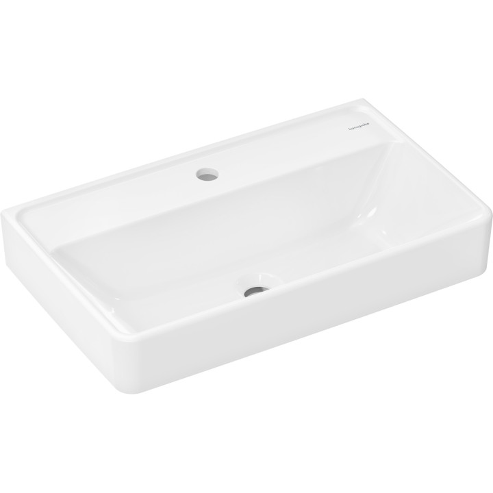 HG Xanuia Q Umywalka wisząca Compact 650/390 z otworem na baterię, bez przelewu, SmartClean, Biały