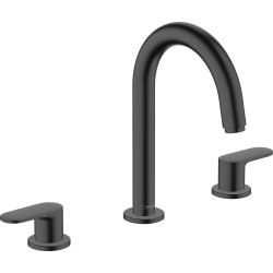 Hansgrohe Vernis Blend 3-otworowa bateria umywalkowa z kompletem odpływowym z cięgłem, Czarny Matowy