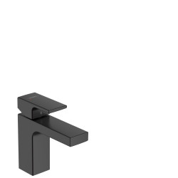 Hansgrohe Vernis Shape Bateria 1-uchwytowa umywalkowa 100 z odizolowanym kanałem wody i kpl. odpływowym z cięgłem, Czarny Matowy