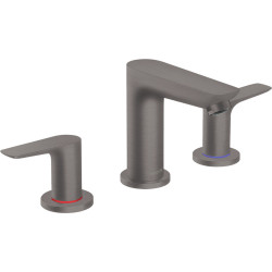 Hansgrohe Talis E 3-otworowa bateria umywalkowa z kompletem odpływowym z cięgłem, Czarny Chrom Szczotkowany