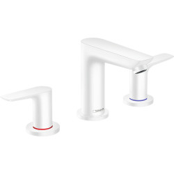 Hansgrohe Talis E 3-otworowa bateria umywalkowa z kompletem odpływowym z cięgłem, Biały Matowy