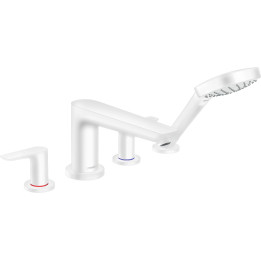 Hansgrohe Talis E 4-otworowa bateria na brzeg wanny, Biały Matowy
