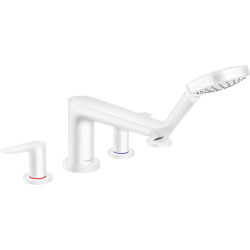 Hansgrohe Talis E 4-otworowa bateria na brzeg wanny, Biały Matowy