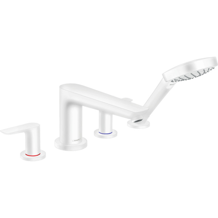 Hansgrohe Talis E 4-otworowa bateria na brzeg wanny, Biały Matowy