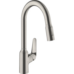 Hansgrohe Focus M42 Jednouchwytowa bateria kuchenna 220, wyciągana wylewka, 2jet, Stal Szlachetna Finish