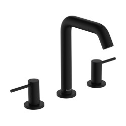 Hansgrohe Tecturis S 3-otworowa bateria umywalkowa 150 EcoSmart+ z kompletem odpływowym Push-Open, Czarny Matowy