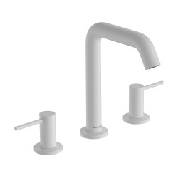 Hansgrohe Tecturis S 3-otworowa bateria umywalkowa 150 EcoSmart+ z kompletem odpływowym Push-Open, Biały Matowy