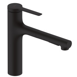 Hansgrohe Zesis M33 Jednouchwytowa bateria kuchenna 160, metalowa wyciągana wylewka, 2jet, sBox, Czarny Matowy