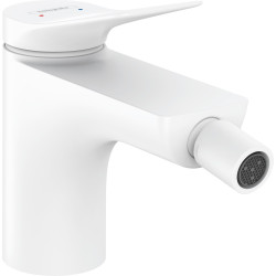 Hansgrohe Vivenis Jednouchwytowa bateria bidetowa z kompletem odpływowym z cięgłem, Biały Matowy