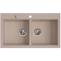 STAMPO zlewozmywak granitowy 2-kom 50/86 cm, piaskowy – Ferro