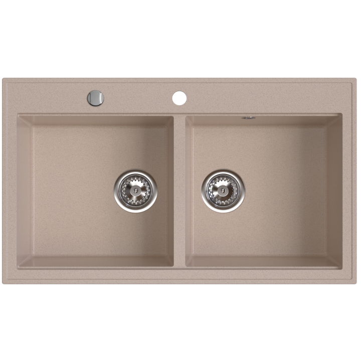 STAMPO zlewozmywak granitowy 2-kom 50/86 cm, piaskowy – Ferro