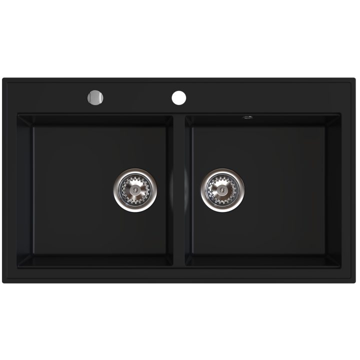 STAMPO zlewozmywak granitowy 2-kom 50/86 cm, czarny mat – Ferro