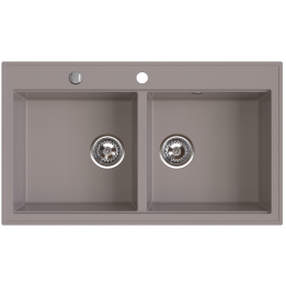 STAMPO zlewozmywak granitowy 2-kom 50/86 cm, taupe