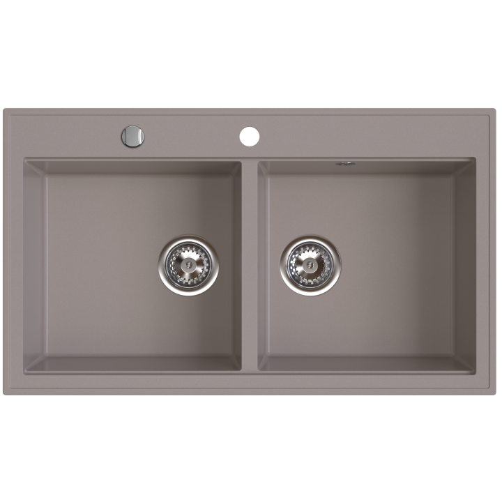 STAMPO zlewozmywak granitowy 2-kom 50/86 cm, taupe