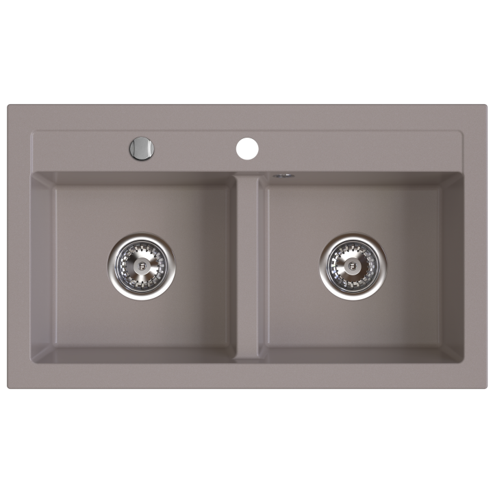 STAMPO zlewozmywak granitowy 2-kom 45/75 cm, taupe – Ferro