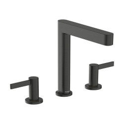 Hansgrohe Finoris 3-otworowa bateria umywalkowa 160 z kompletem odpływowym Push-Open, Czarny Chrom Szczotkowany
