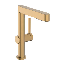 Hansgrohe Finoris Jednouchwytowa bateria umywalkowa 230 z obrotową wylewką i kompletem odpływowym Push-Open, Brąz Szczotkowany