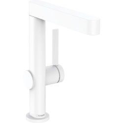 Hansgrohe Finoris Jednouchwytowa bateria umywalkowa 230 z obrotową wylewką i kompletem odpływowym Push-Open, Biały Matowy