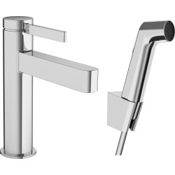 Hansgrohe Finoris Jednouchwytowa bateria umywalkowa 110 z główką Bidette i wężem 160 cm, komplet odpływowy Push-Open, Chrom