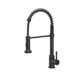Bateria kuchenna SALMA - stalowa, pure carbon, obrotowa, ruchoma wylewka, z prysznicem, Quadron