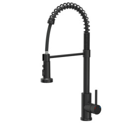 Bateria kuchenna ALICE - stalowa, pure carbon, obrotowa, ruchoma wylewka, z prysznicem, Quadron