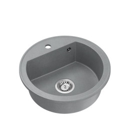 Zlewozmywak granitowy JOHNNY 210 - jednokomorowy, wpuszczany, silver stone/elementy stalowe, Quadron