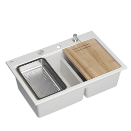 Zlewozmywak granitowy MARC 120 WORKSTATION - dwukomorowy