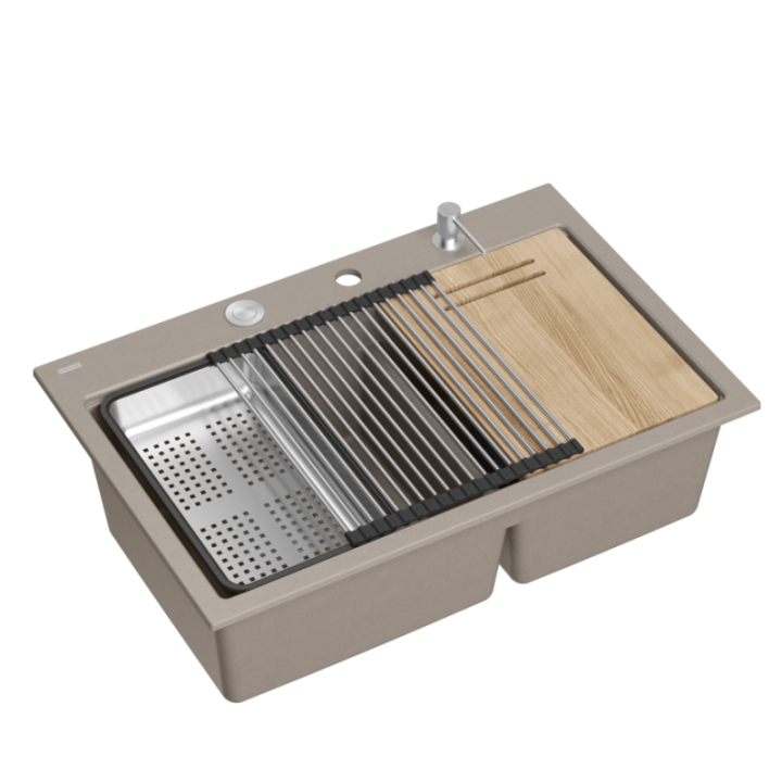 Zlewozmywak granitowy MARC 120 WORKSTATION - dwukomorowy