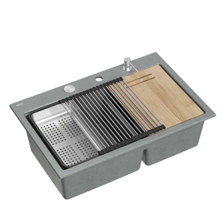 Zlewozmywak granitowy MARC 120 WORKSTATION - dwukomorowy