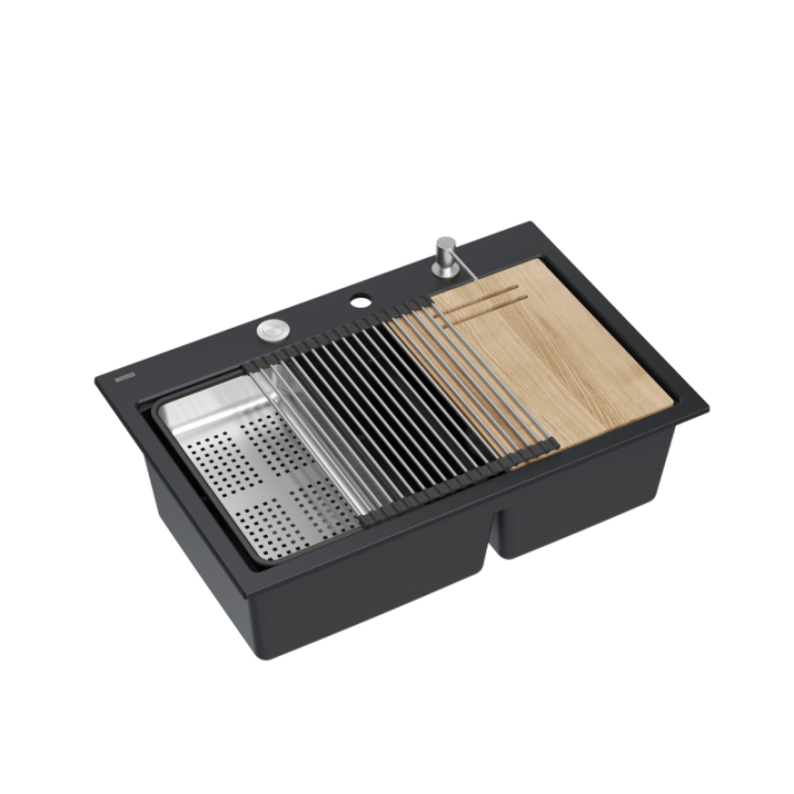 Zlewozmywak granitowy MARC 120 WORKSTATION - dwukomorowy