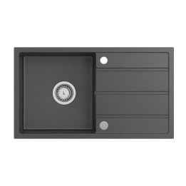 Ultra Flexi czarny zlewozmywak granitowy + bateria z elastyczną wylewką i dozownikiem