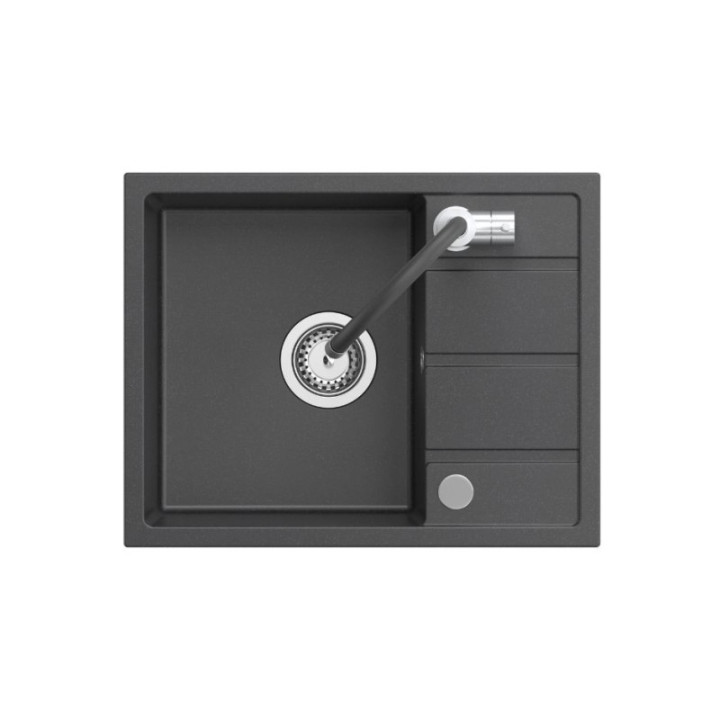 Pure Flexi czarny zlewozmywak granitowy + bateria z elastyczną