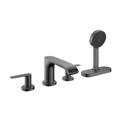 Hansgrohe Vivenis 4-otworowa bateria na brzeg wanny, sBox, Czarny Chrom Szczotkowany