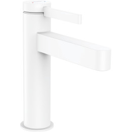HG Finoris Jednouchwytowa bateria umywalkowa 110 z kompletem odpływowym z cięgłem, Biały Matowy