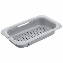 Grey extendable over-sink draining basket