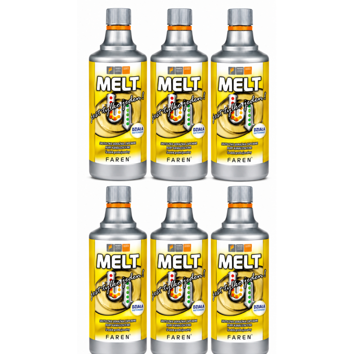6 x Płyn do udrażniania rur kanalizacyjnych MELT 750ml