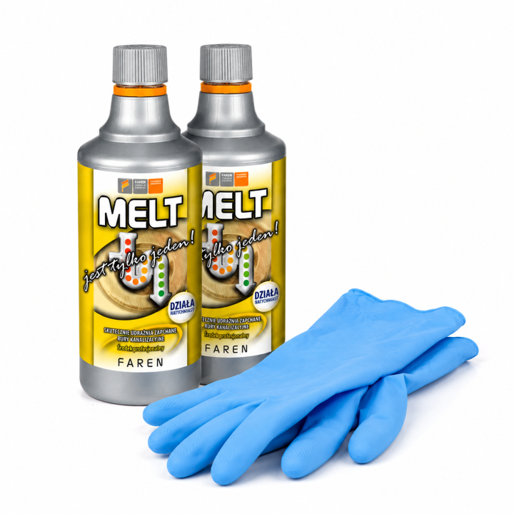 2 x Płyn do udrażniania rur kanalizacyjnych MELT 750ml + Rękawiczki