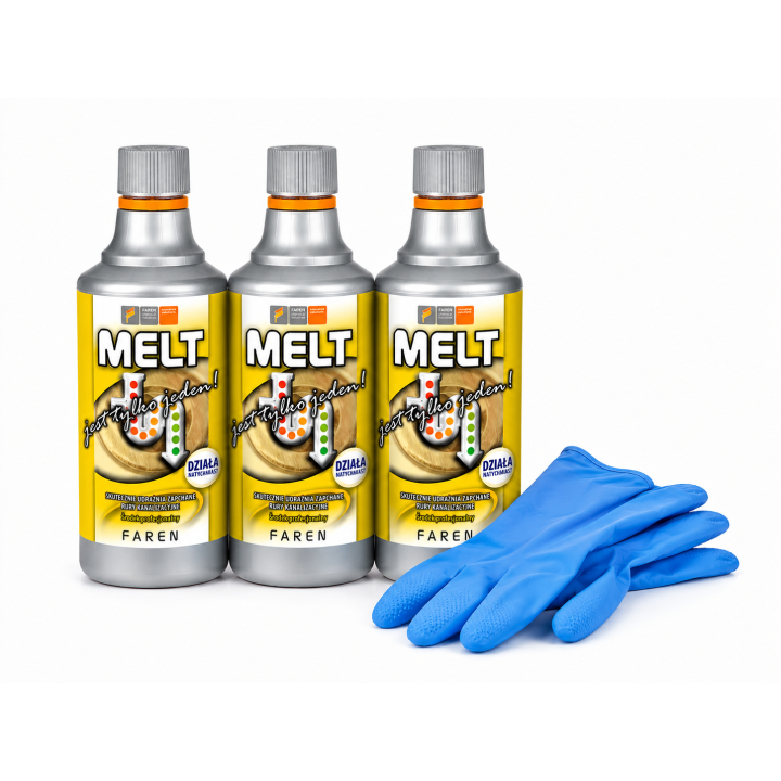 3 x Płyn do udrażniania rur kanalizacyjnych MELT 750ml