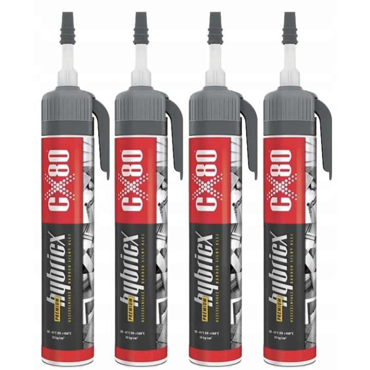 Klej hybrydowy uszczelniacz uniwersalny HYBRICX PREMIUM CX80 210 ml x4