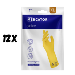 12x Rękawice gospodarcze lateksowe bezpudrowe yellow XL prac sprzątających