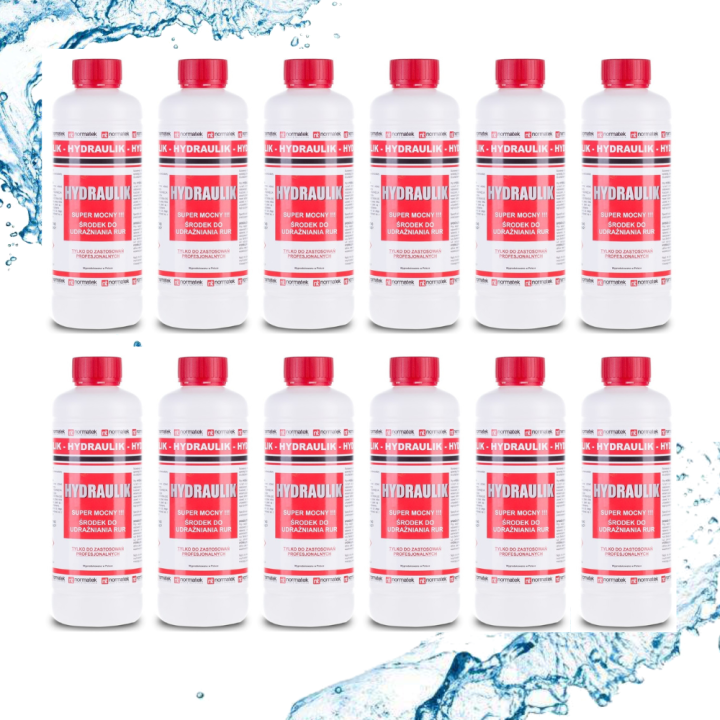 12x Hydraulik 1L płyn do udrażniania rur kanalizacyjnych syfonów Normatek