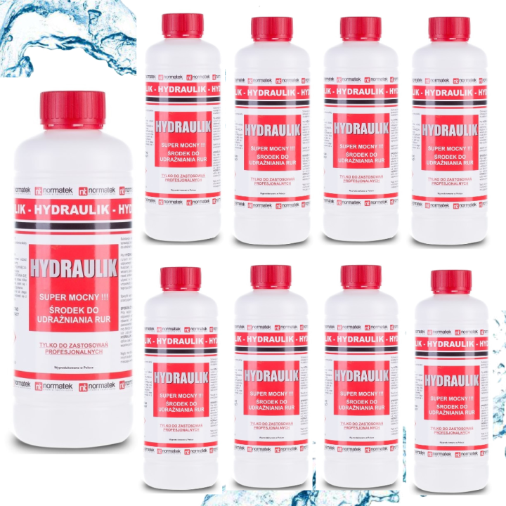 9x Hydraulik 1L płyn do udrażniania rur kanalizacyjnych syfonów Normatek